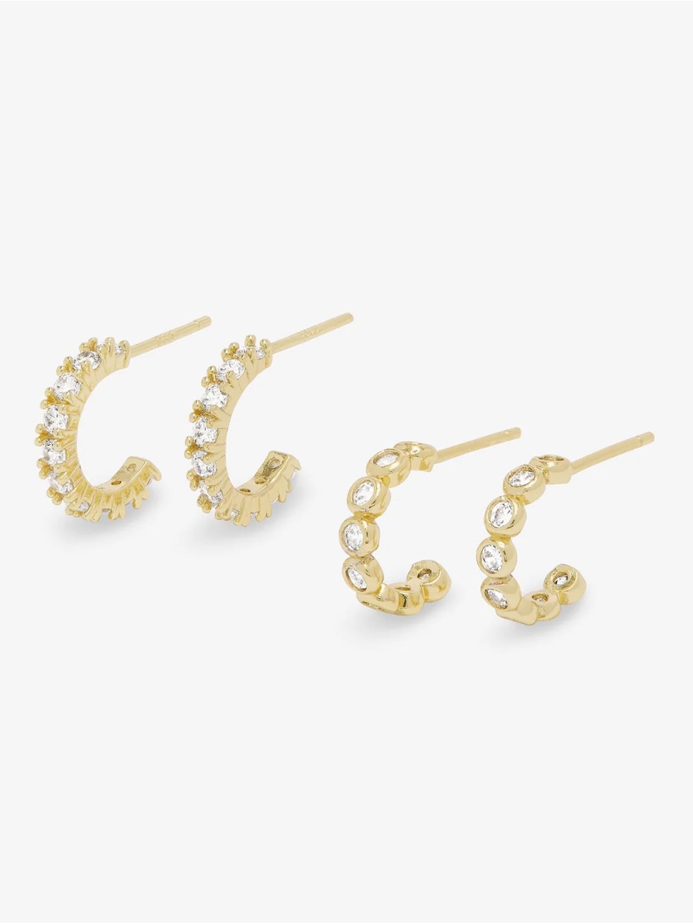 Melinda Maria Gold and White 'They're So Cute' Huggie Earring Set - Picture 2 of 6